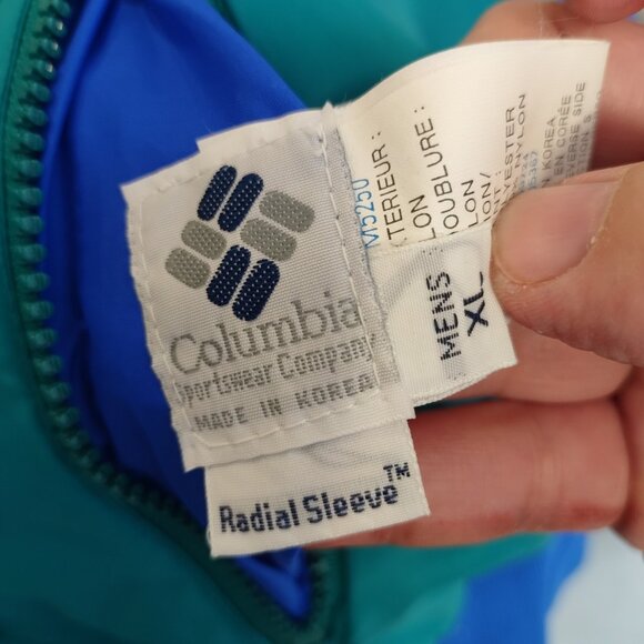 Columbia Jacket Men's Size XL Blue Teal Reversible Nylon Bomber Radial 80s VNTG - Picture 9 of 11